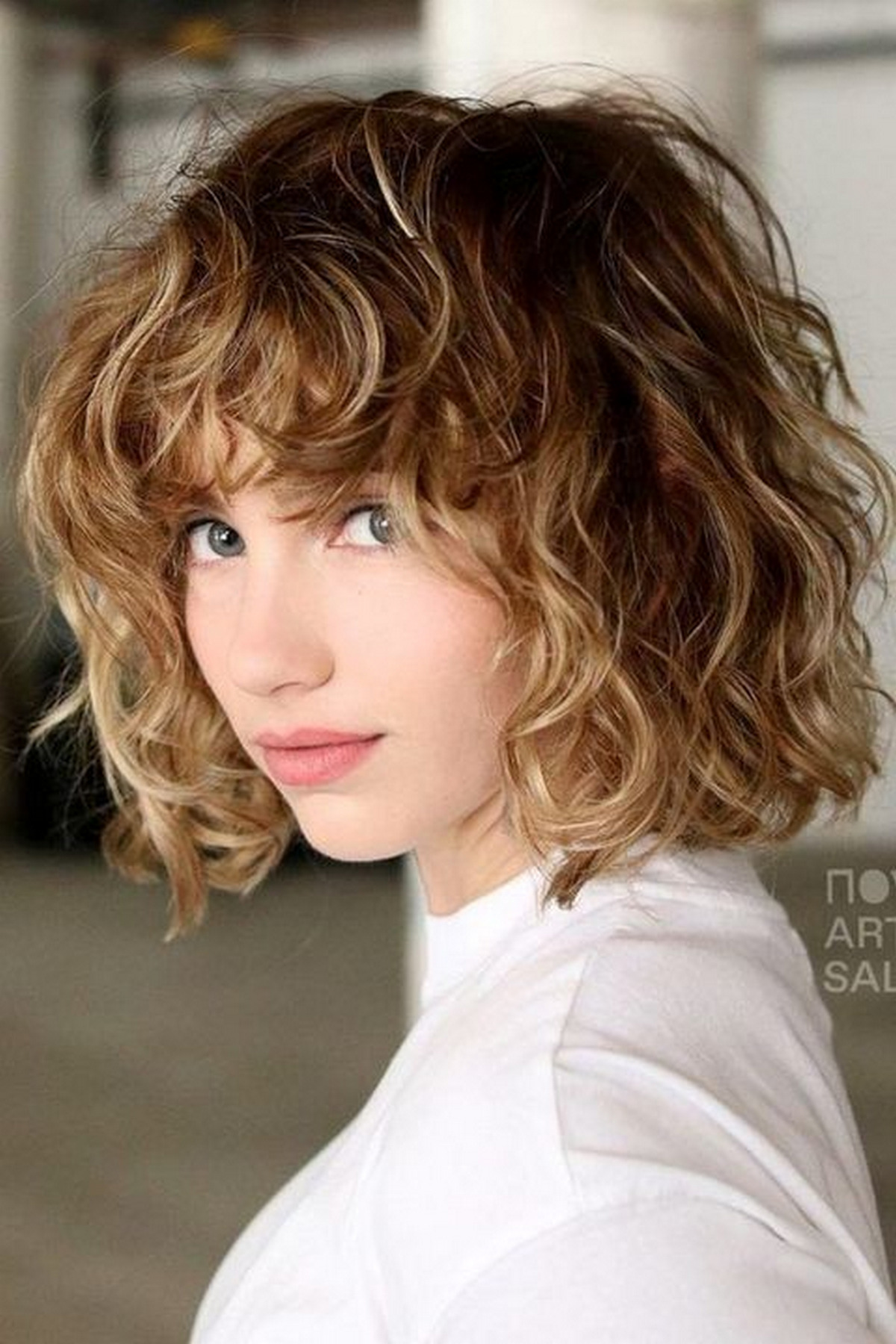 Curly Bob With Bangs 