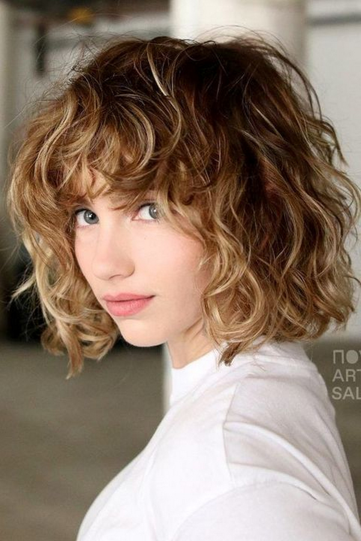 Curly Bob With Bangs