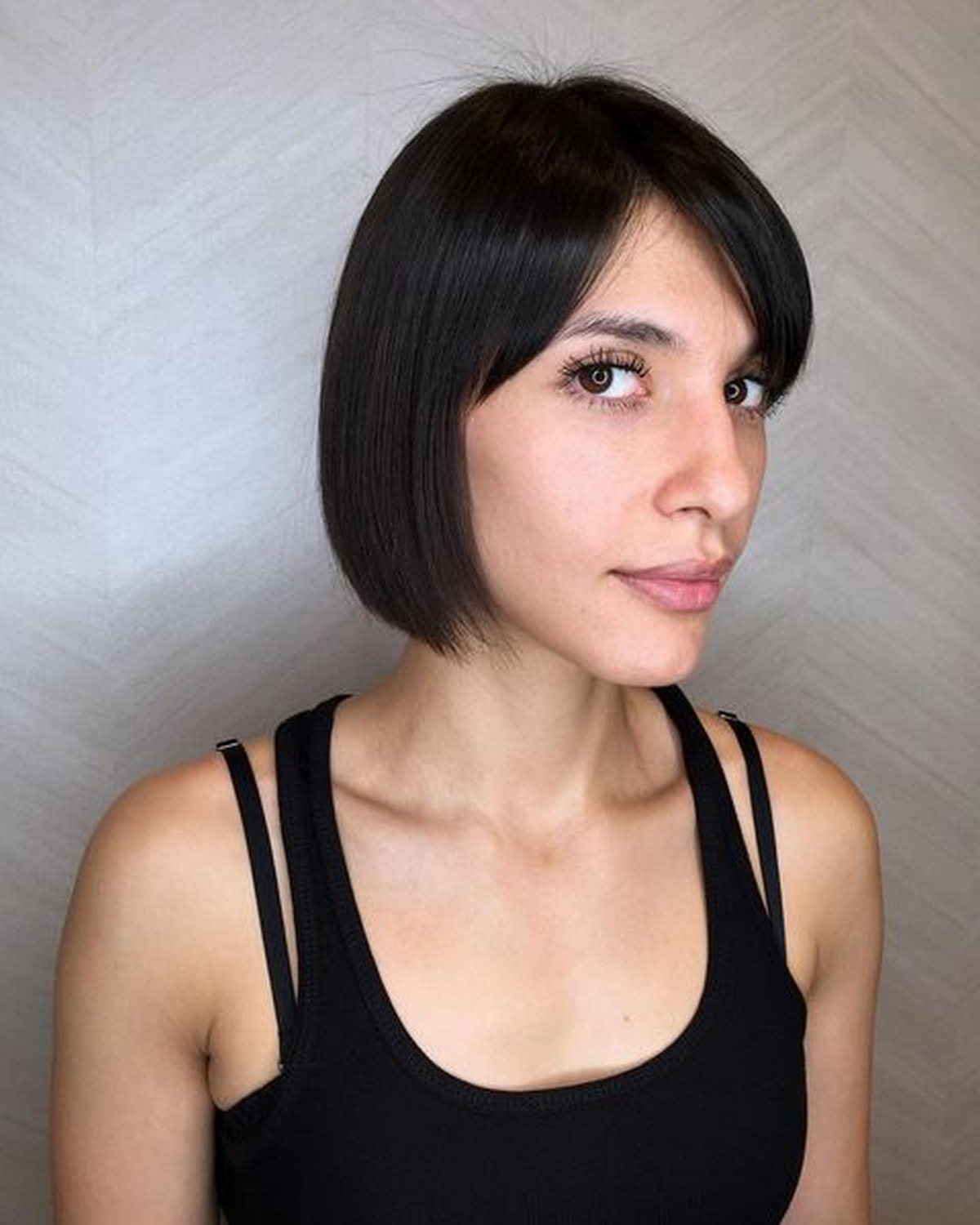 Straight With Parted Bangs