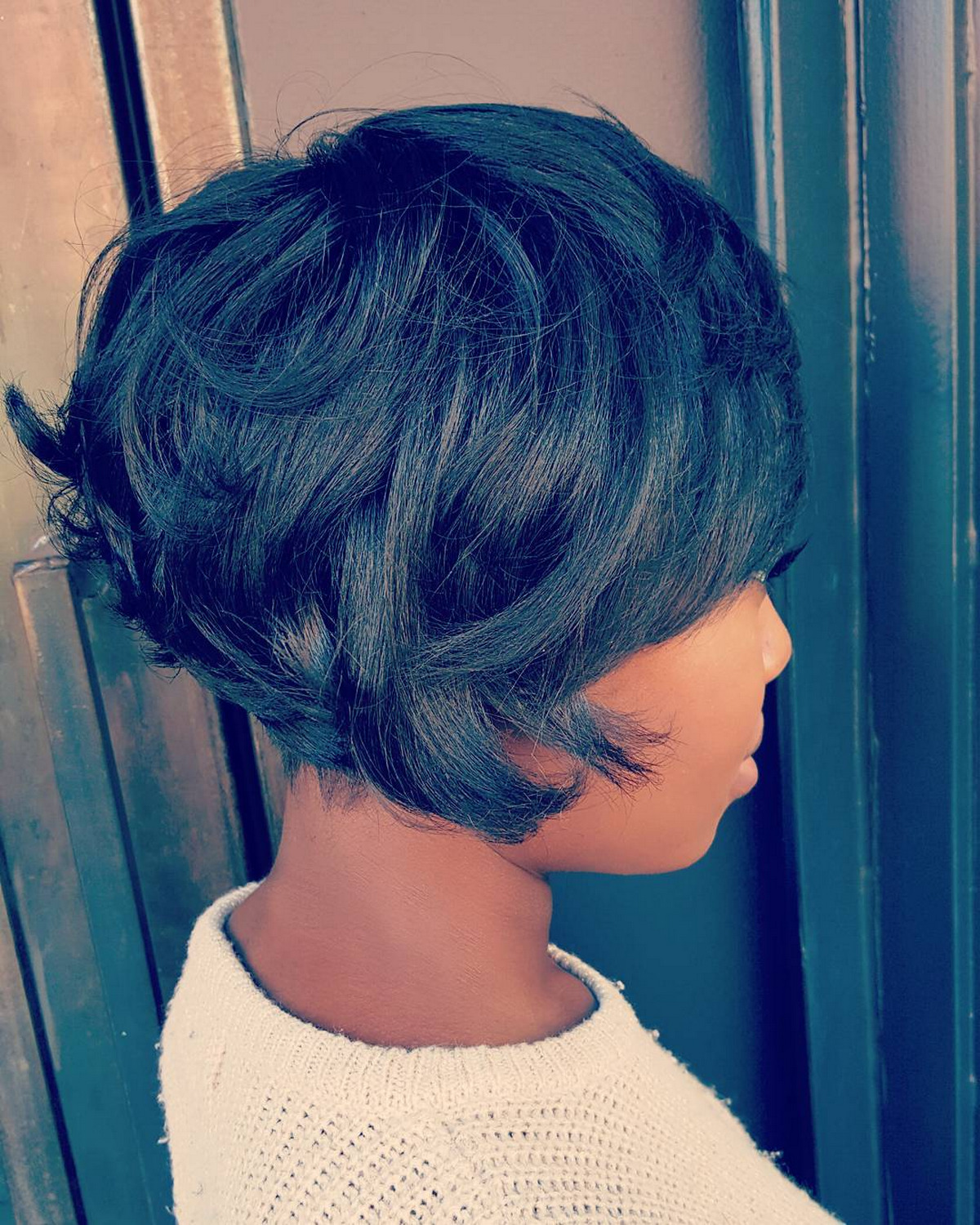 Black Stacked Bob With Flicked Layers