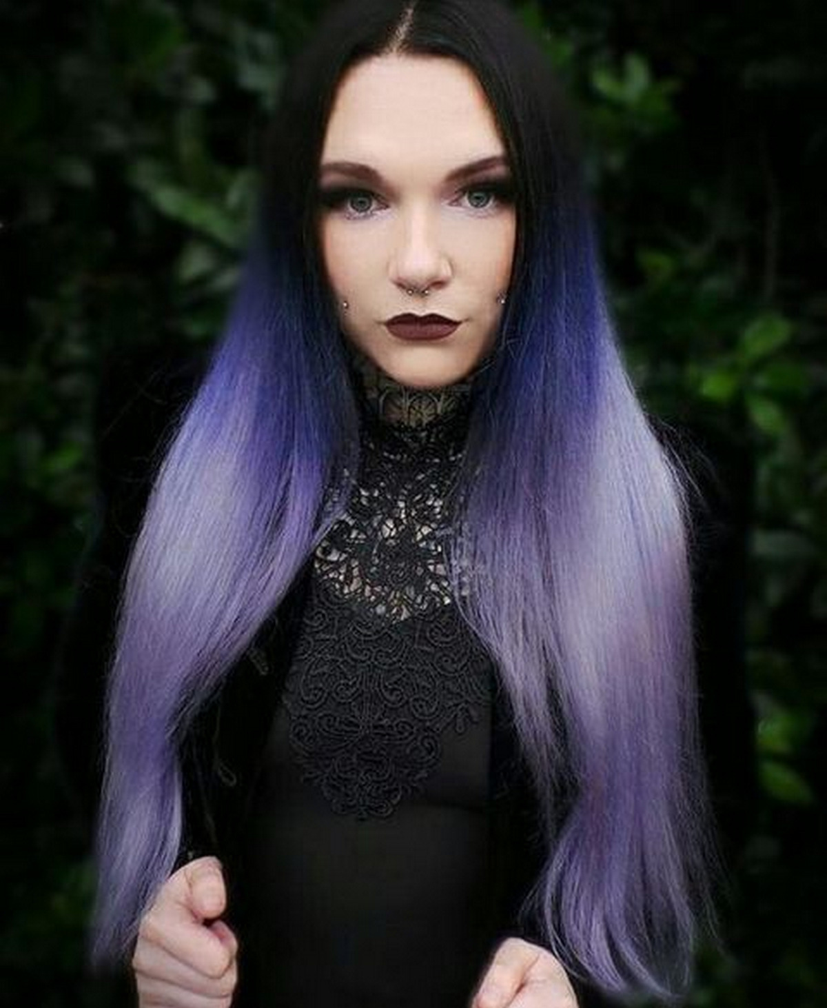 Gothic Fairytale With Dark Purple Ombre Hair