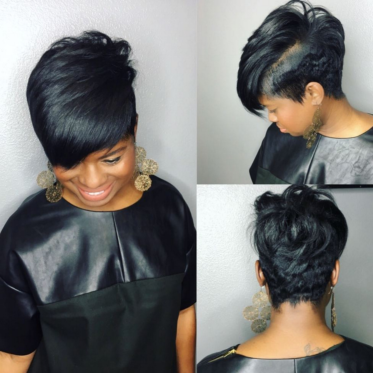 Side-Parted Pixie With High Shine Finish