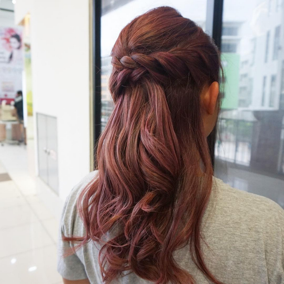Braid Burgundy Brown With Rose Gold Highlights