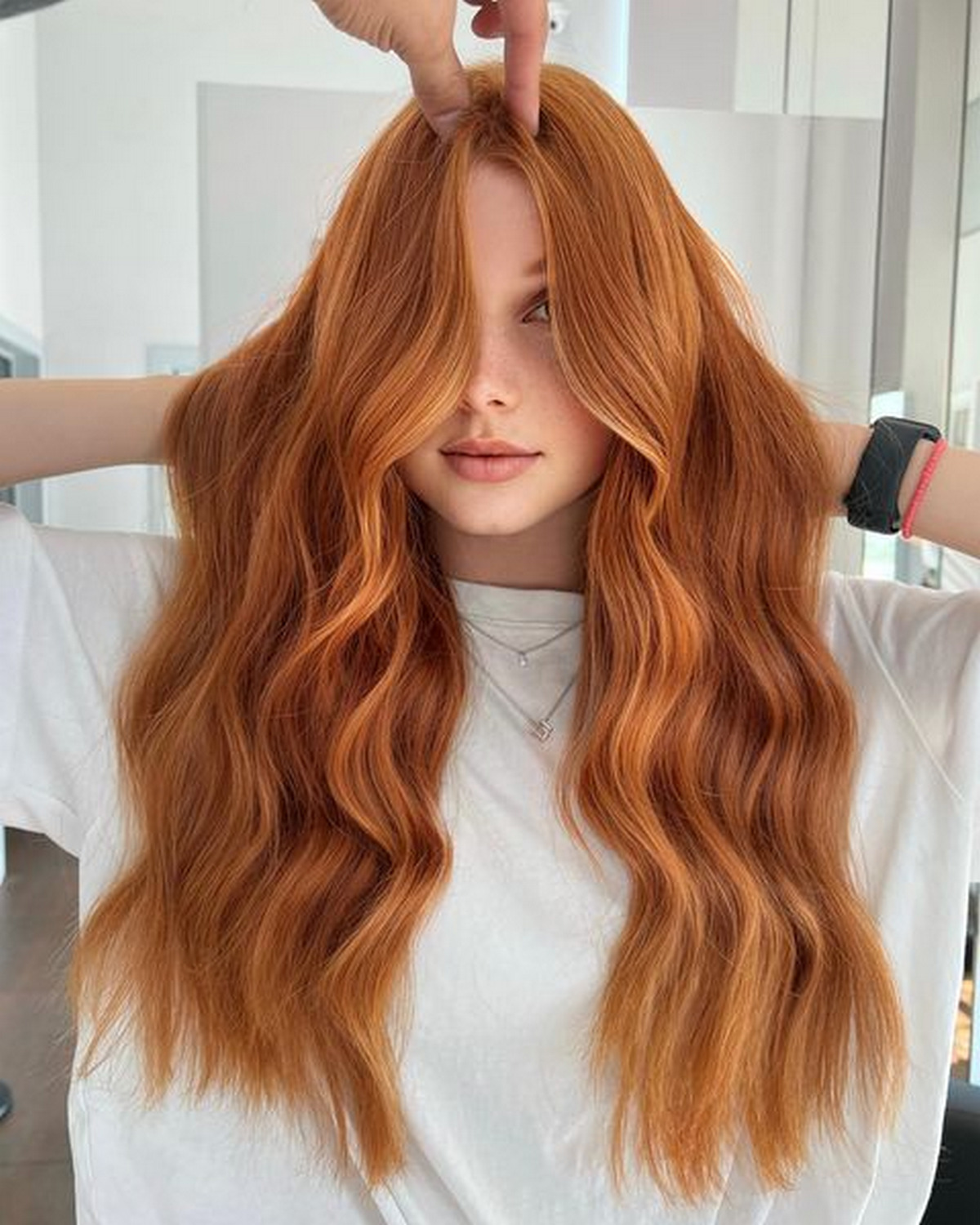 Long Waves Blonde Ginger Hair