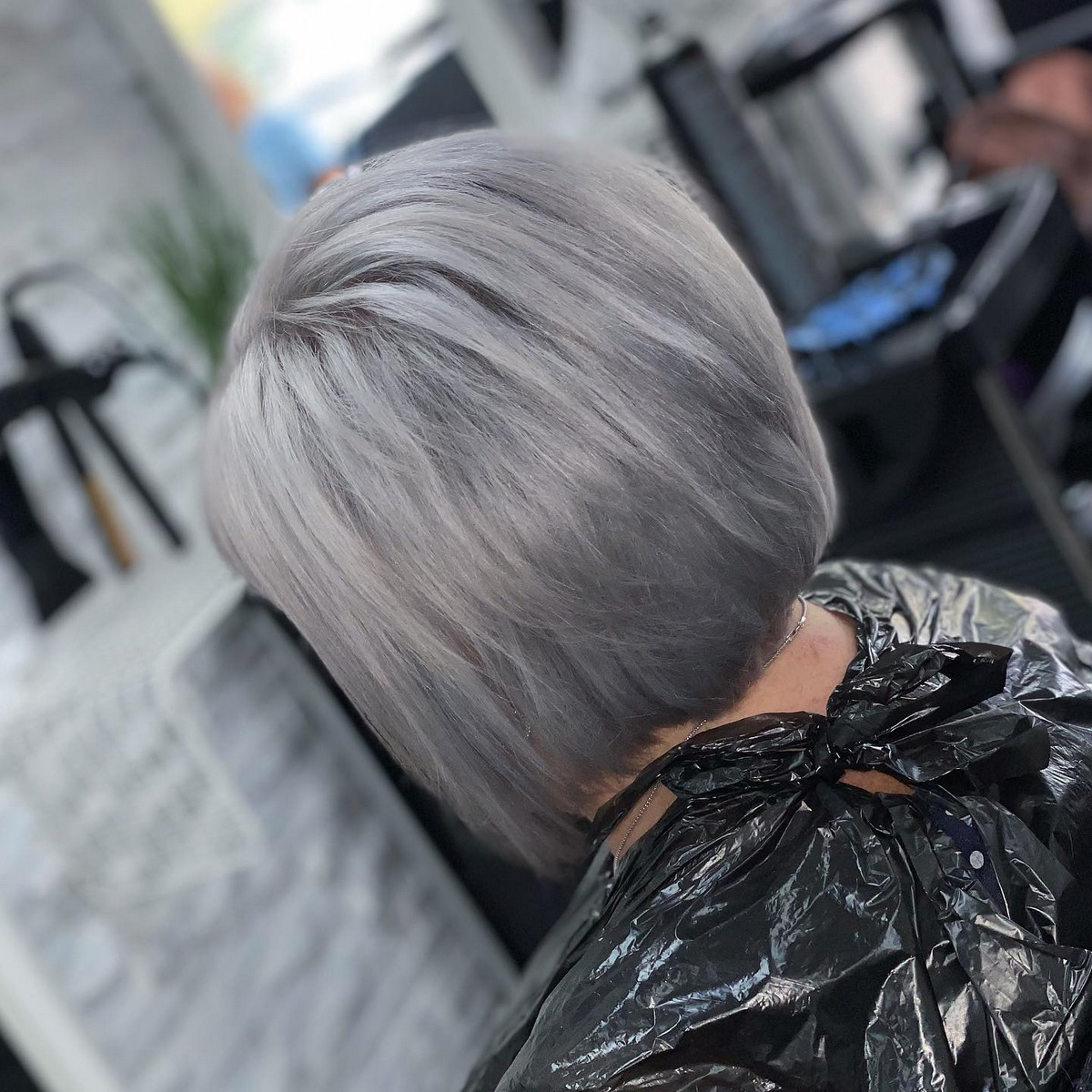 Short Grey Straight Bob