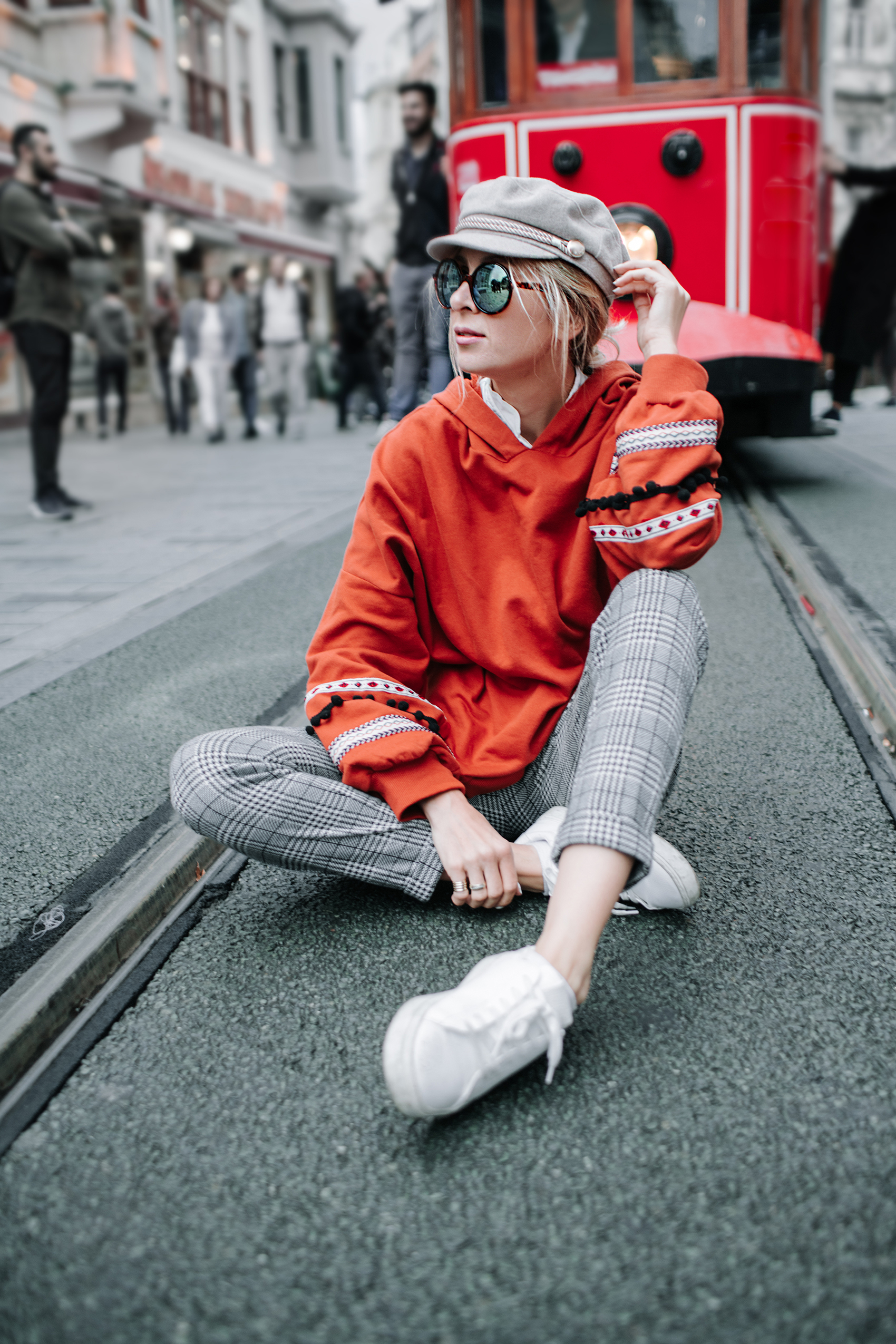 Boyfriend Jeans, Red Sweater