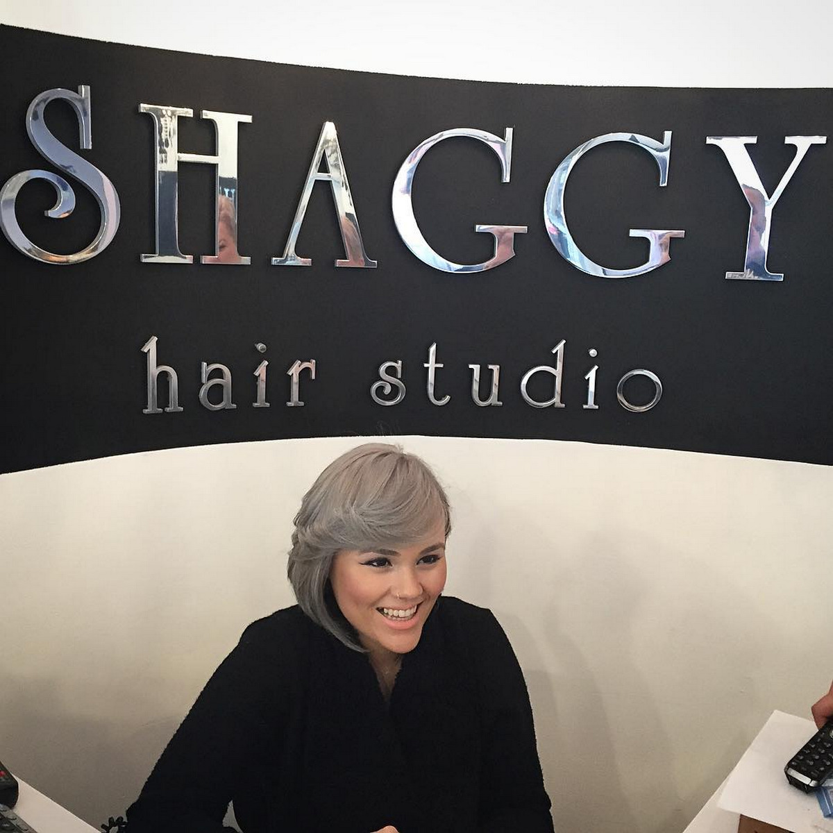 Shaggy Grey Pixie With Extra Long Bangs