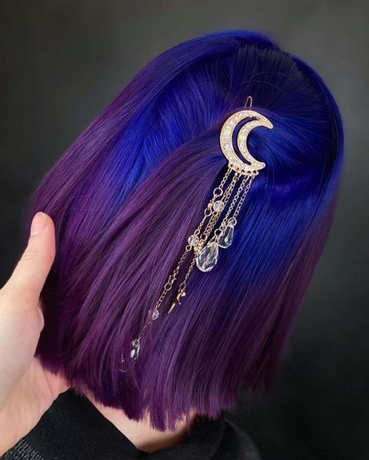 Short Hair with Dark Blue and Purple Ombre