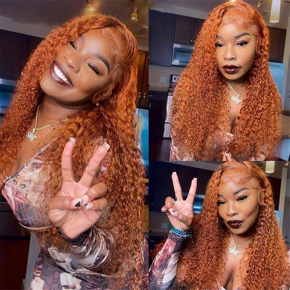 Deep Curly Waves Orange Hair For Black Women