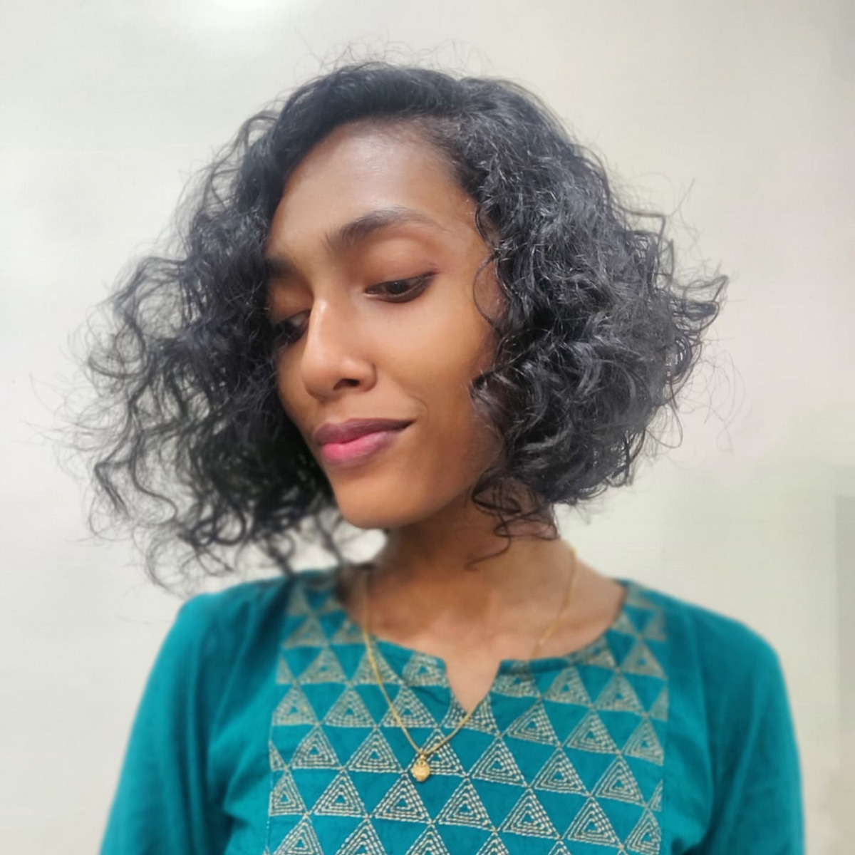 Inverted Black Bob for Curly Hair