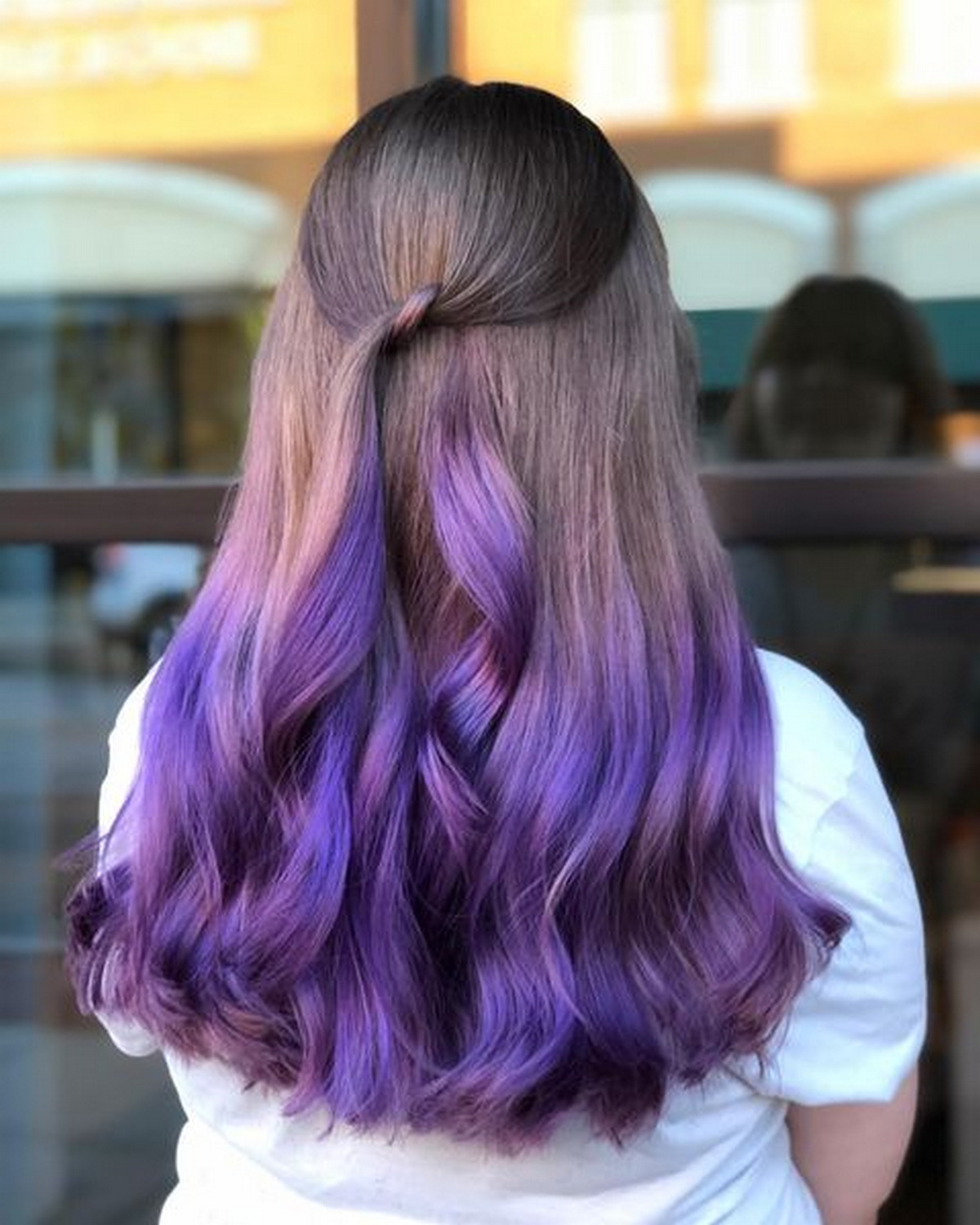 Natural Brown Hair Roots with Purple Ombre