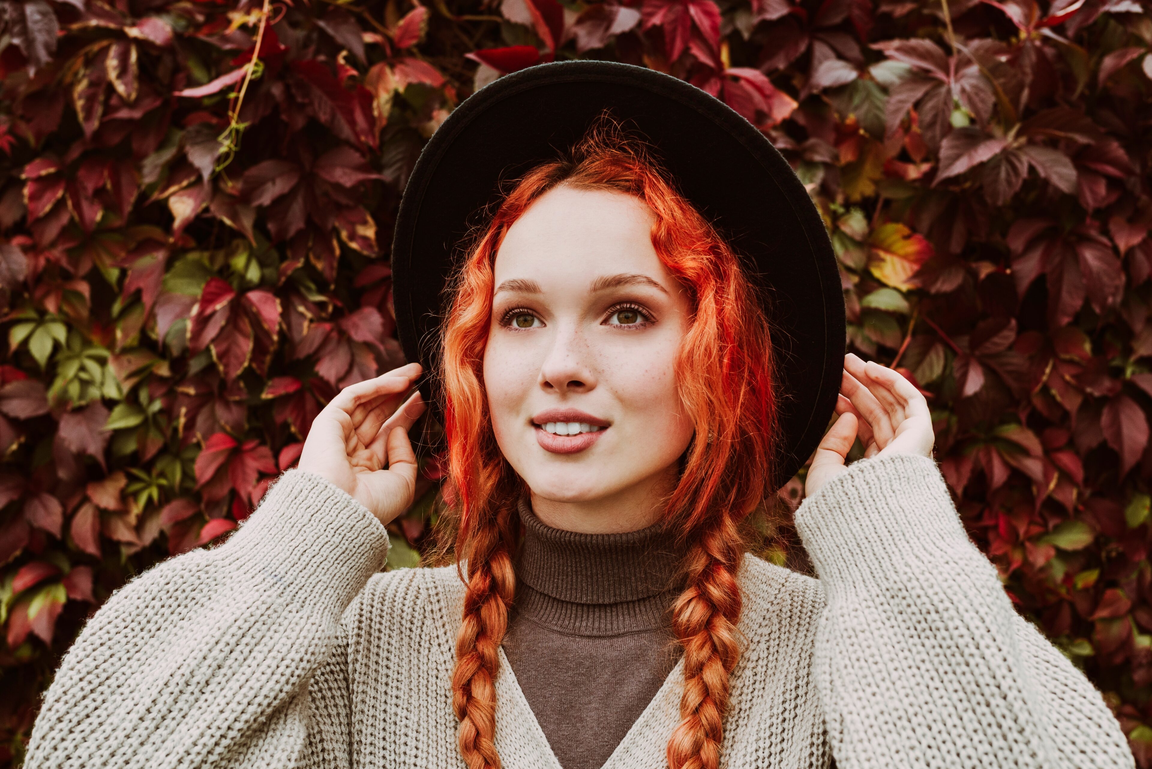 Two Pigtails, Burgundy Brown Hair