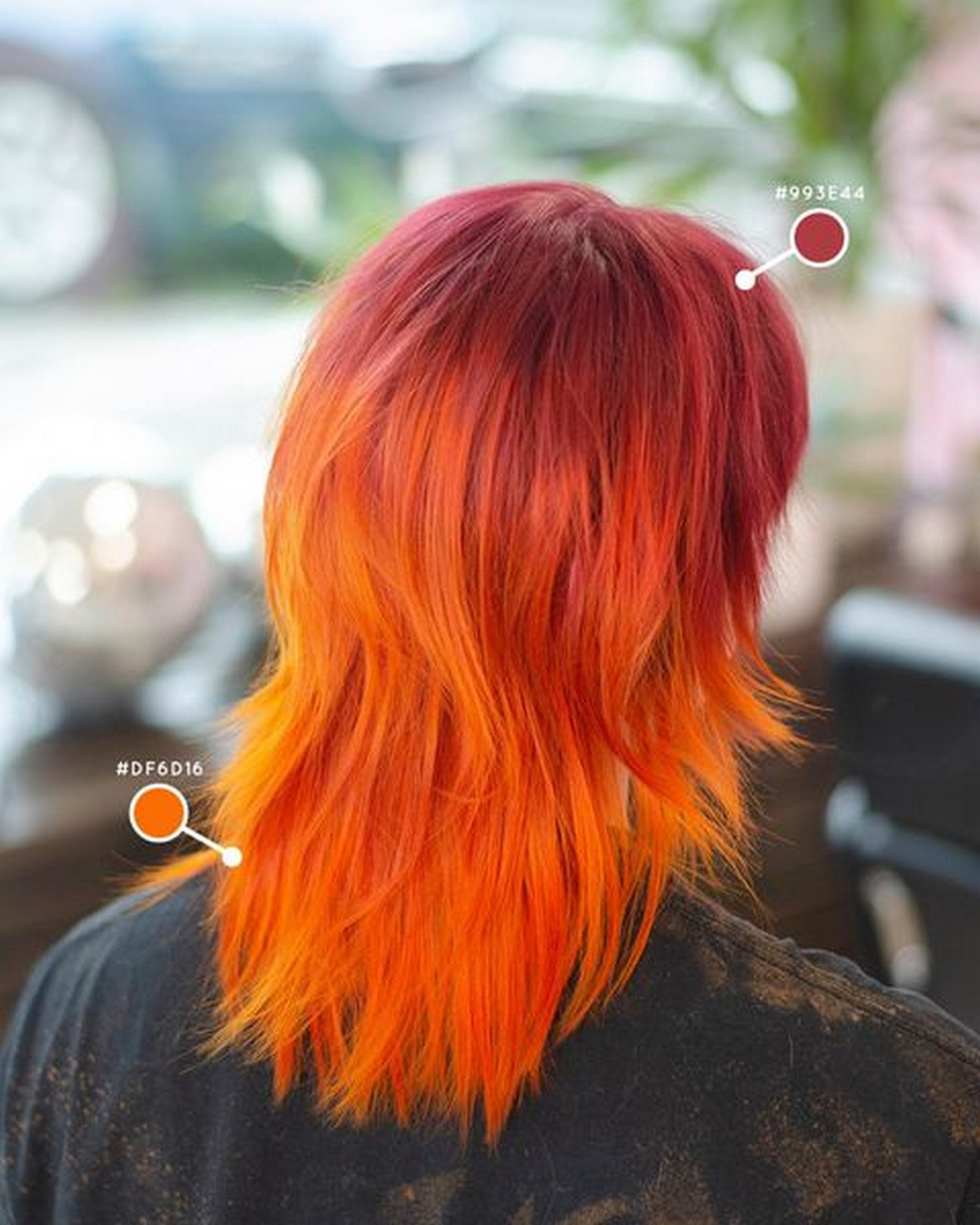 Ombre Sunset Orange With Layer Hair