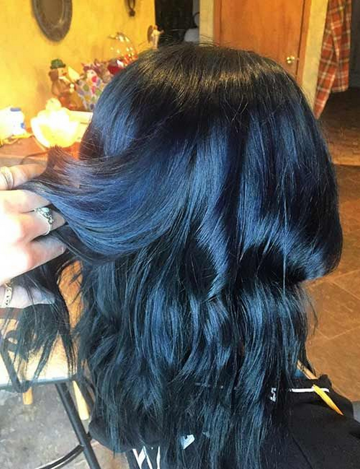 black hair blue highlights