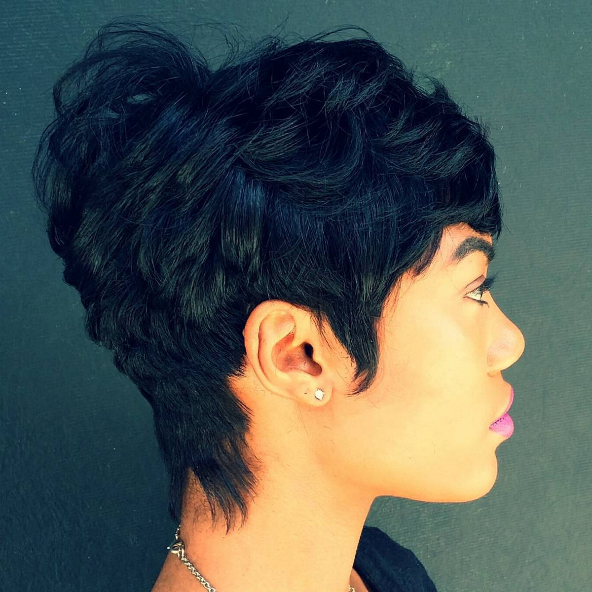 Short Black Hairstyle With Volume On Top