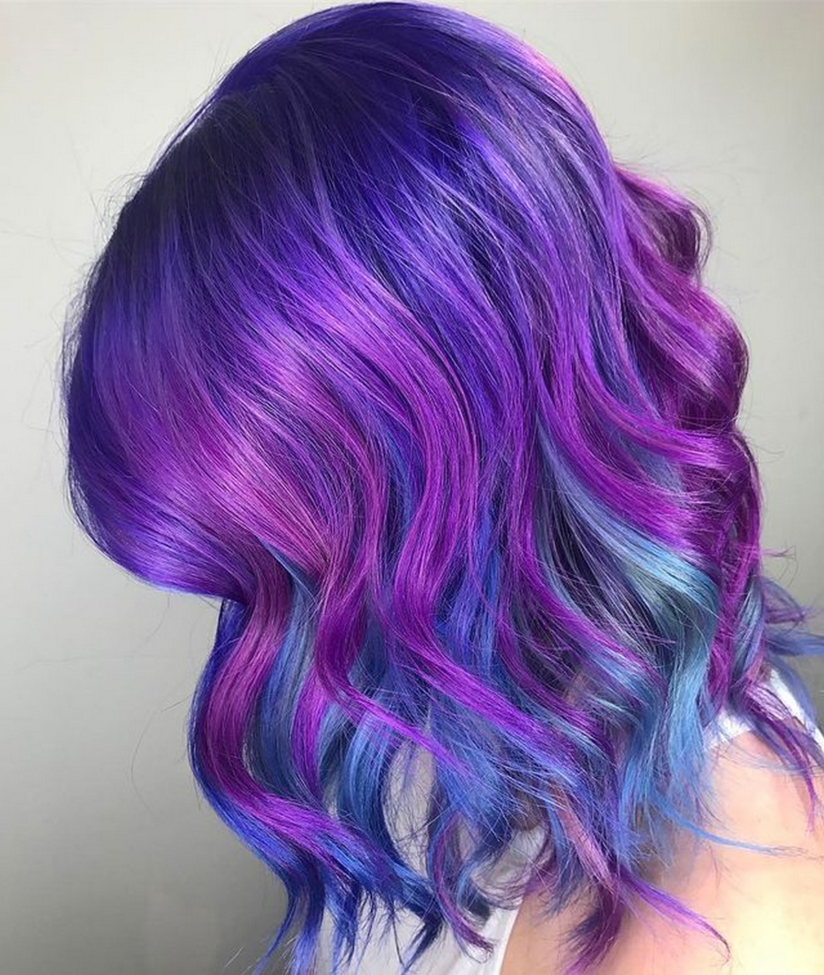 Purple Ombre And Blue For Medium Length Hair With Bright Highlights