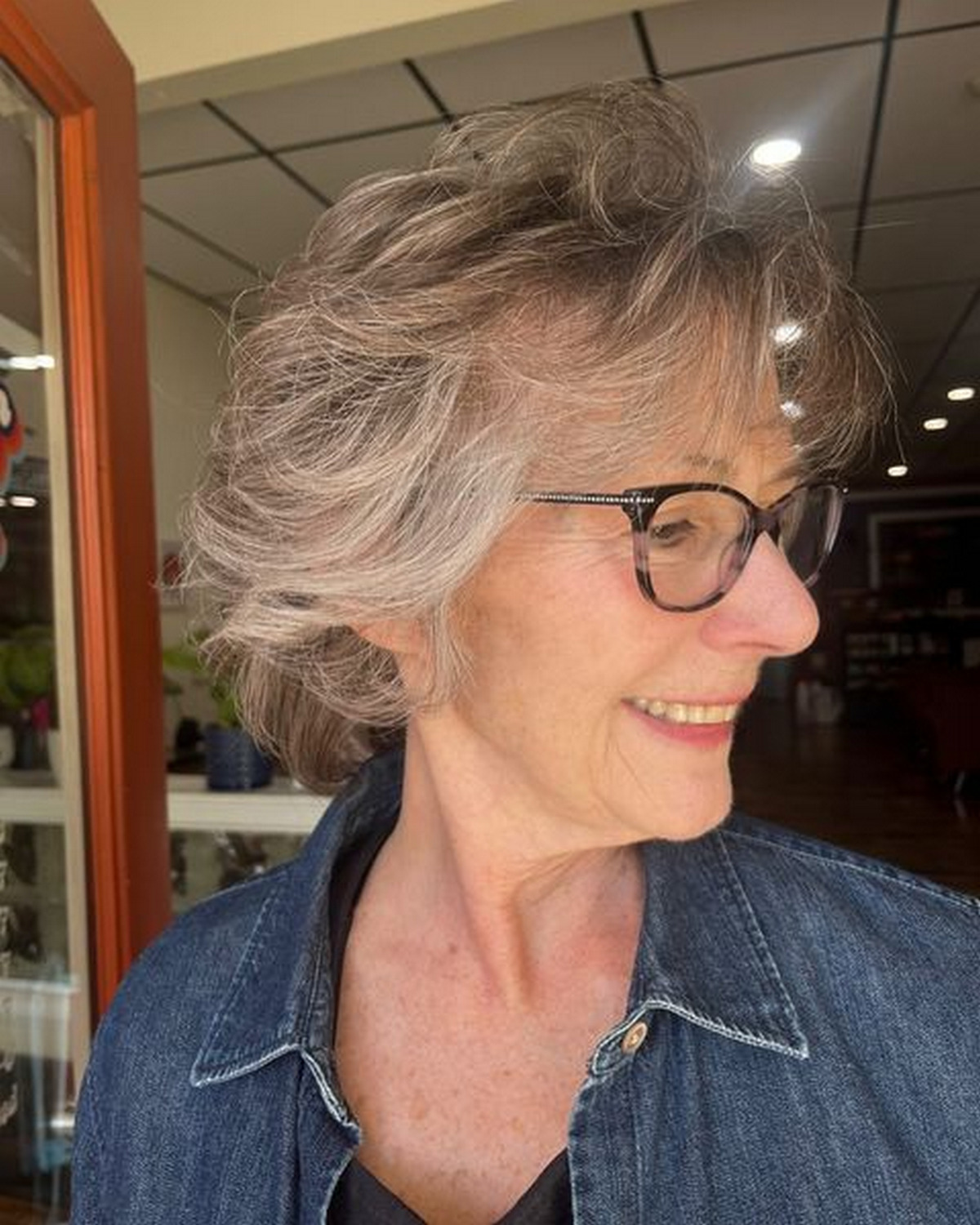 Permed Hairstyles for Over 60 Wearing Glasses