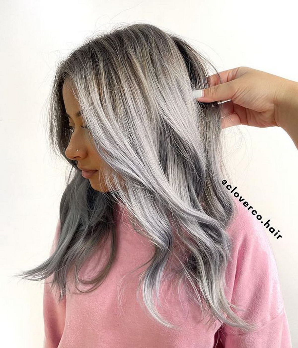 Ash Blue Grey Balayage