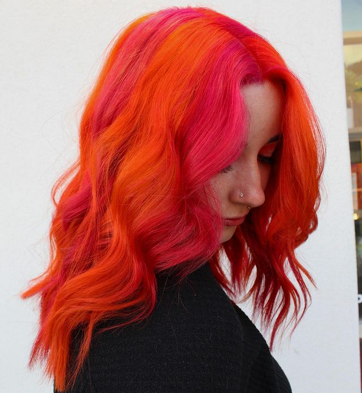 Ombre Sweet Pink Orange Waves Hair