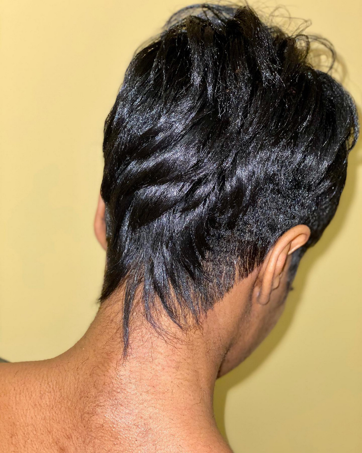 Shiny Black Undercut Pixie
