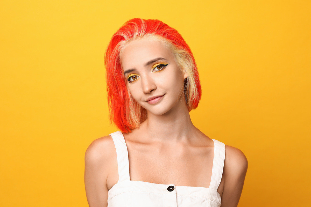 Highlight Bright Blonde And Orange Short Hair