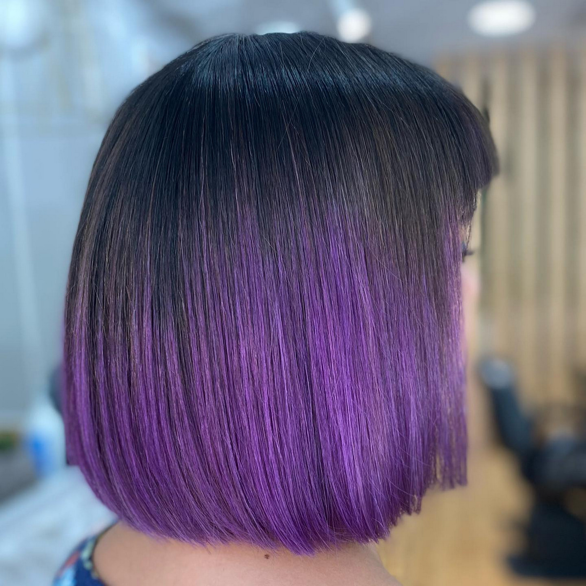 Ombre Purple Hair and Angled Cut