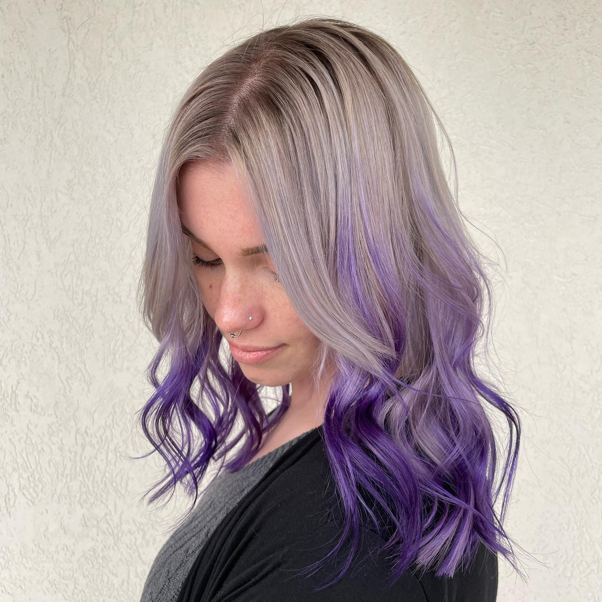Silver Purple Ombre Hair Color