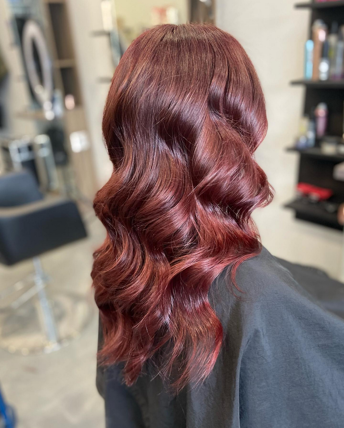 Wine Auburn Brown Wavy Hair