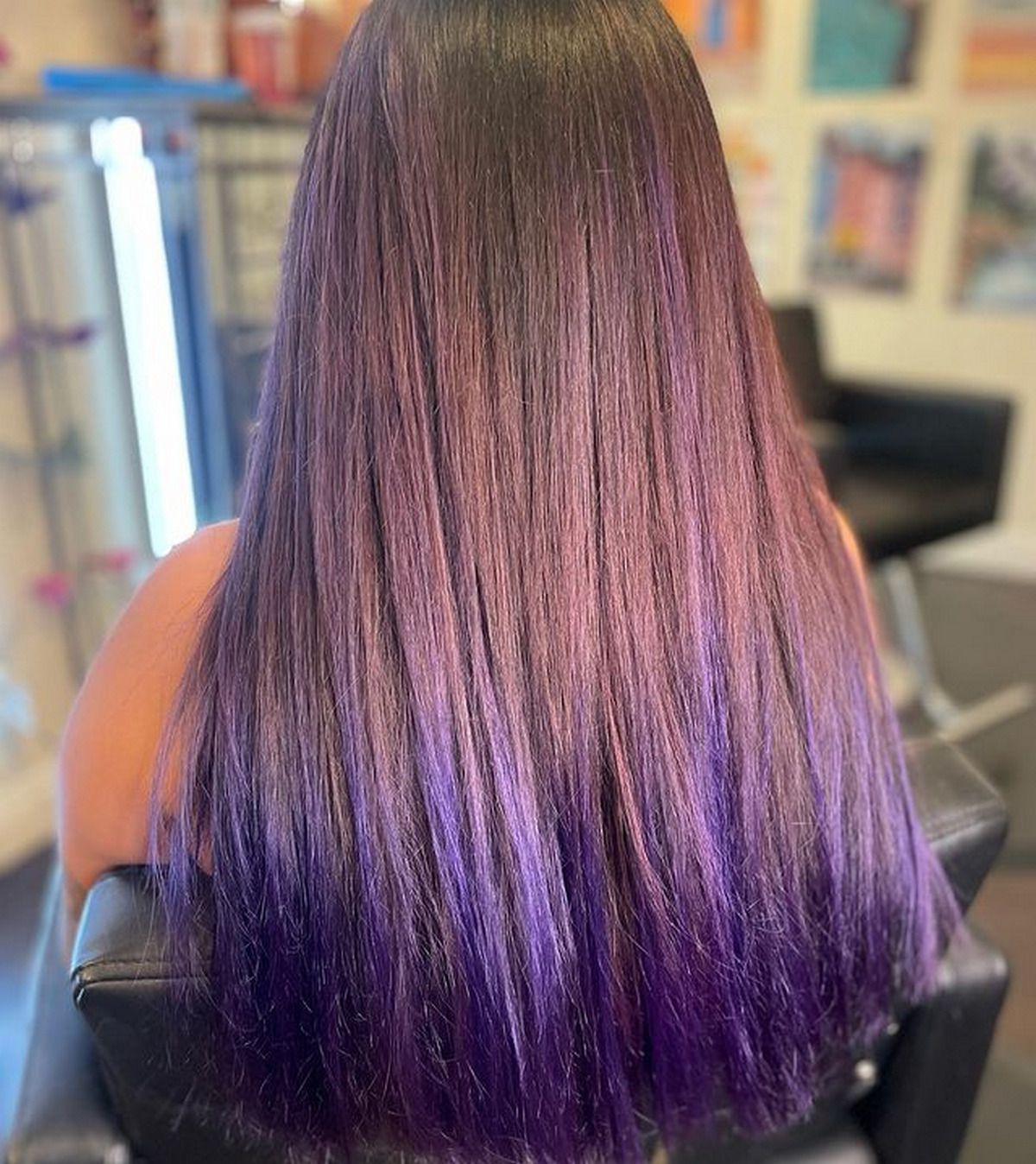 Long Bright Purple Ombre Hair
