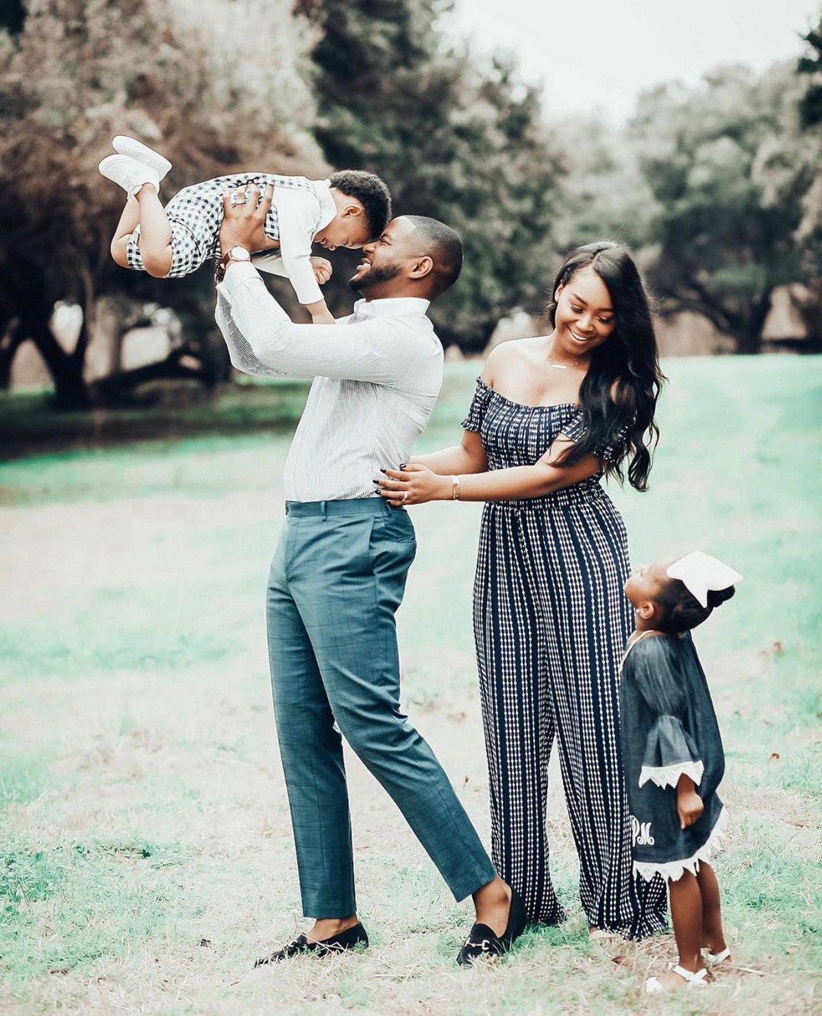 Off Shoulder Jumpsuit For Women And White Shirt With Plaid Pants For Men