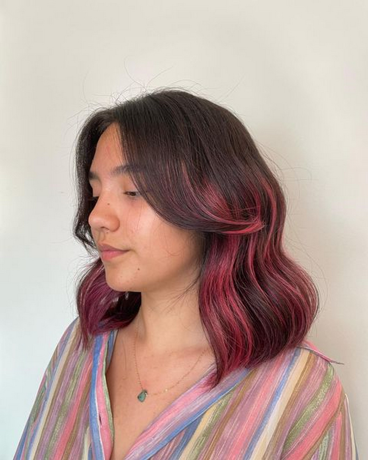 Cherry Pink Ombre On Dark Hair