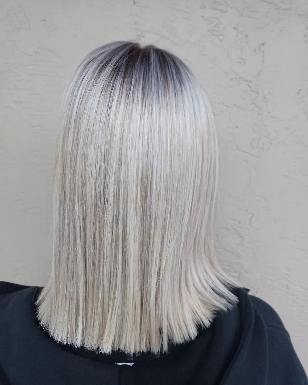 Platinum Blonde With Shadow Root And Lowlights