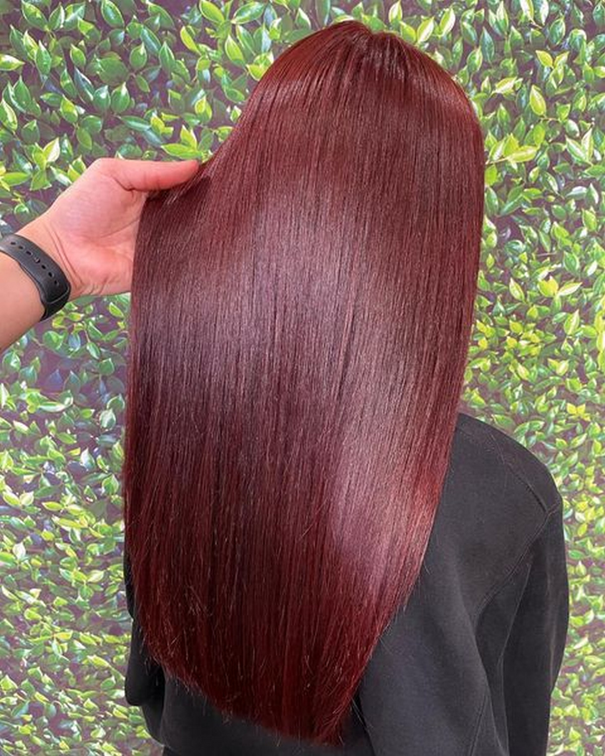 Long, Straight Mahogany Violet Hair