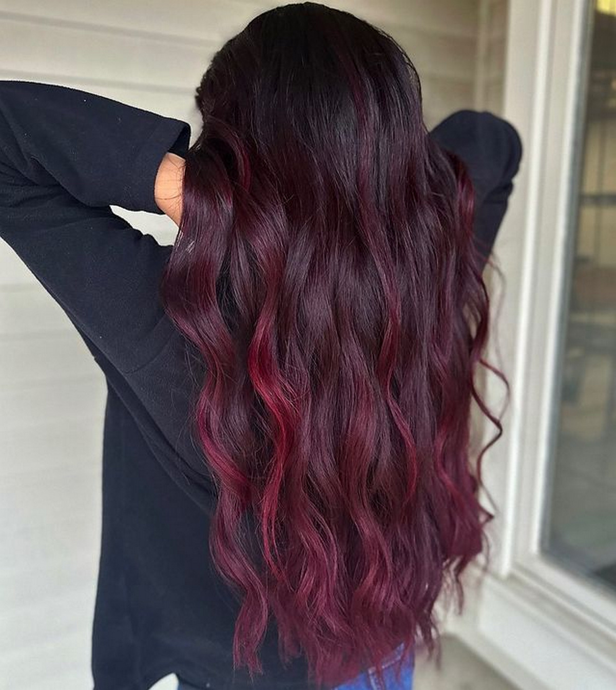 Red Purple Ombre On Dark Hair