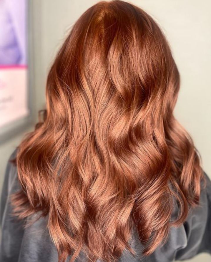 Copper Brown Color With Wavy Hair