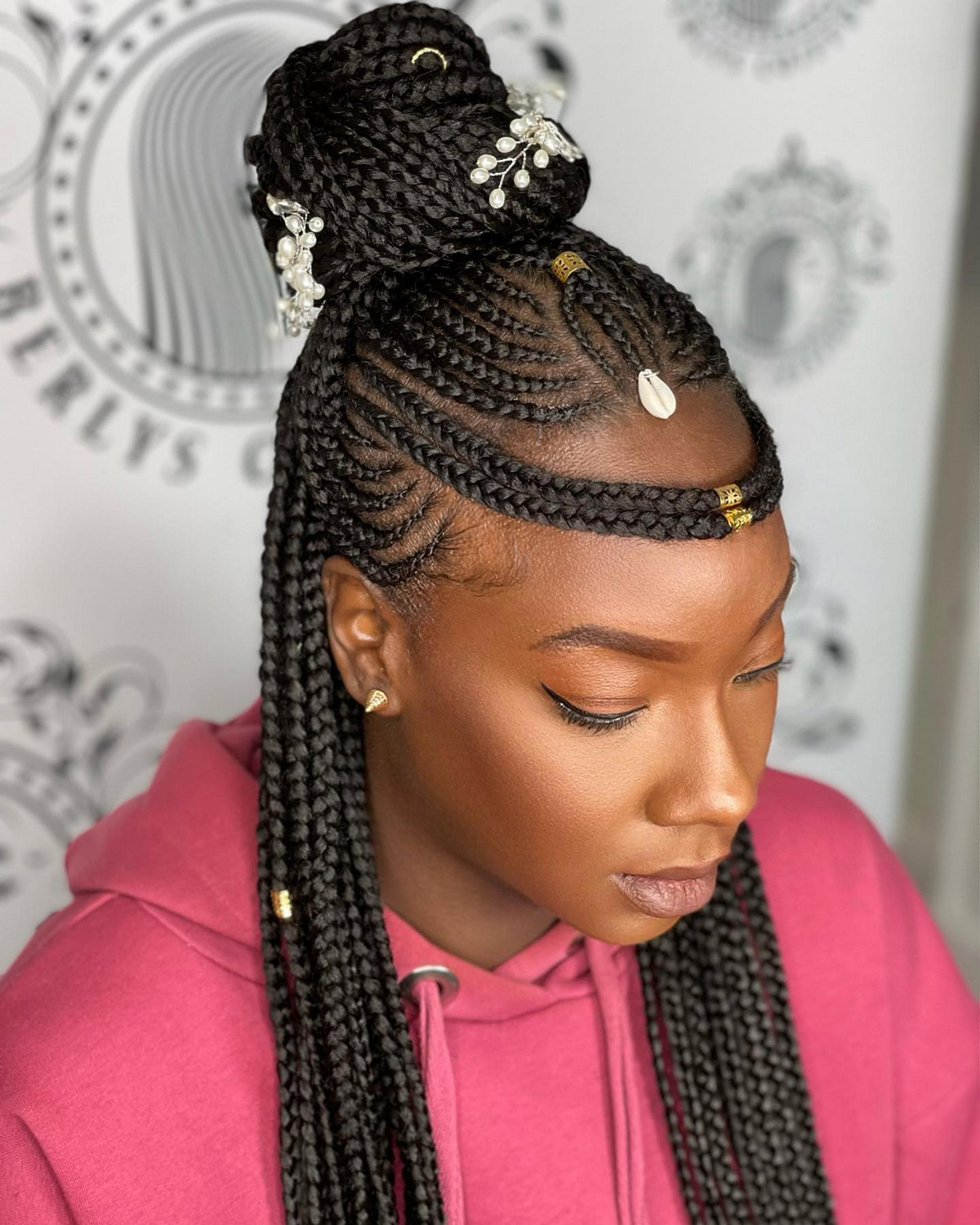 Chic Half-Up Half-Down Stitch Braids With Bun