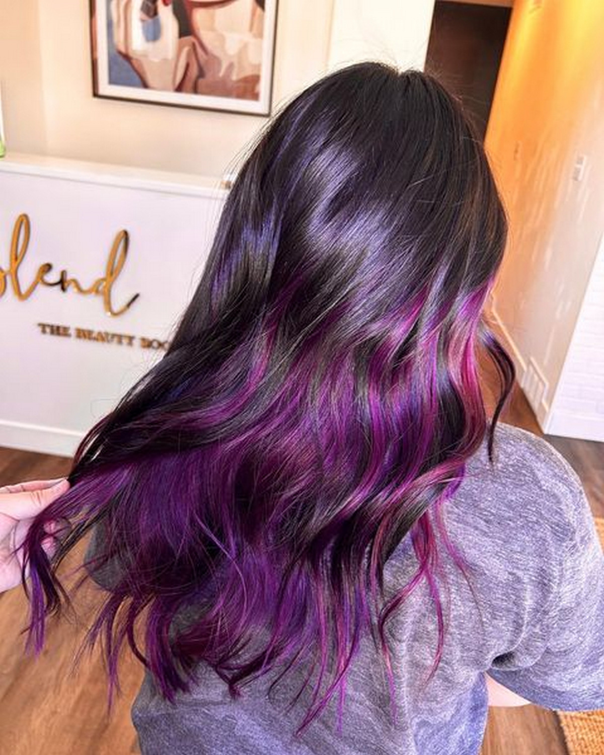 Black Hair And Purple Highlights