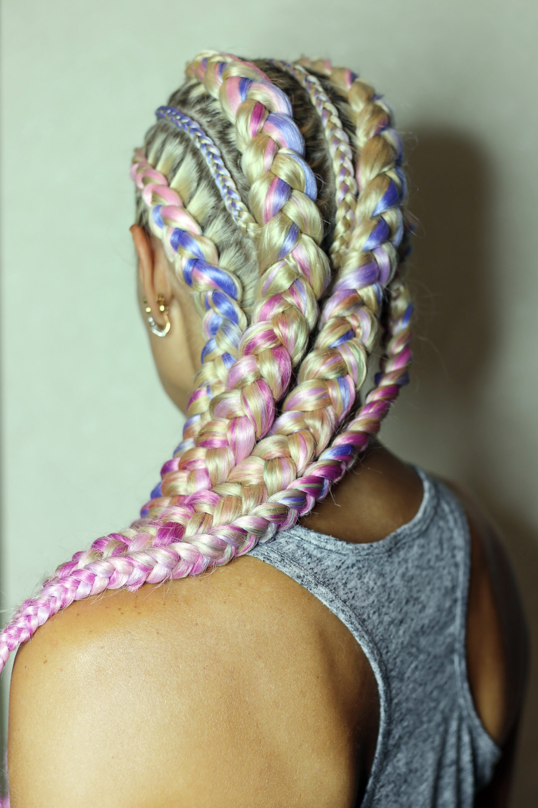 Blonde Mix Pink Thick Boxer Cornrow Braids