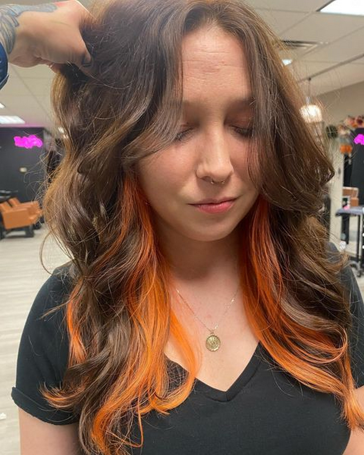 Coral Underneath Hair Color