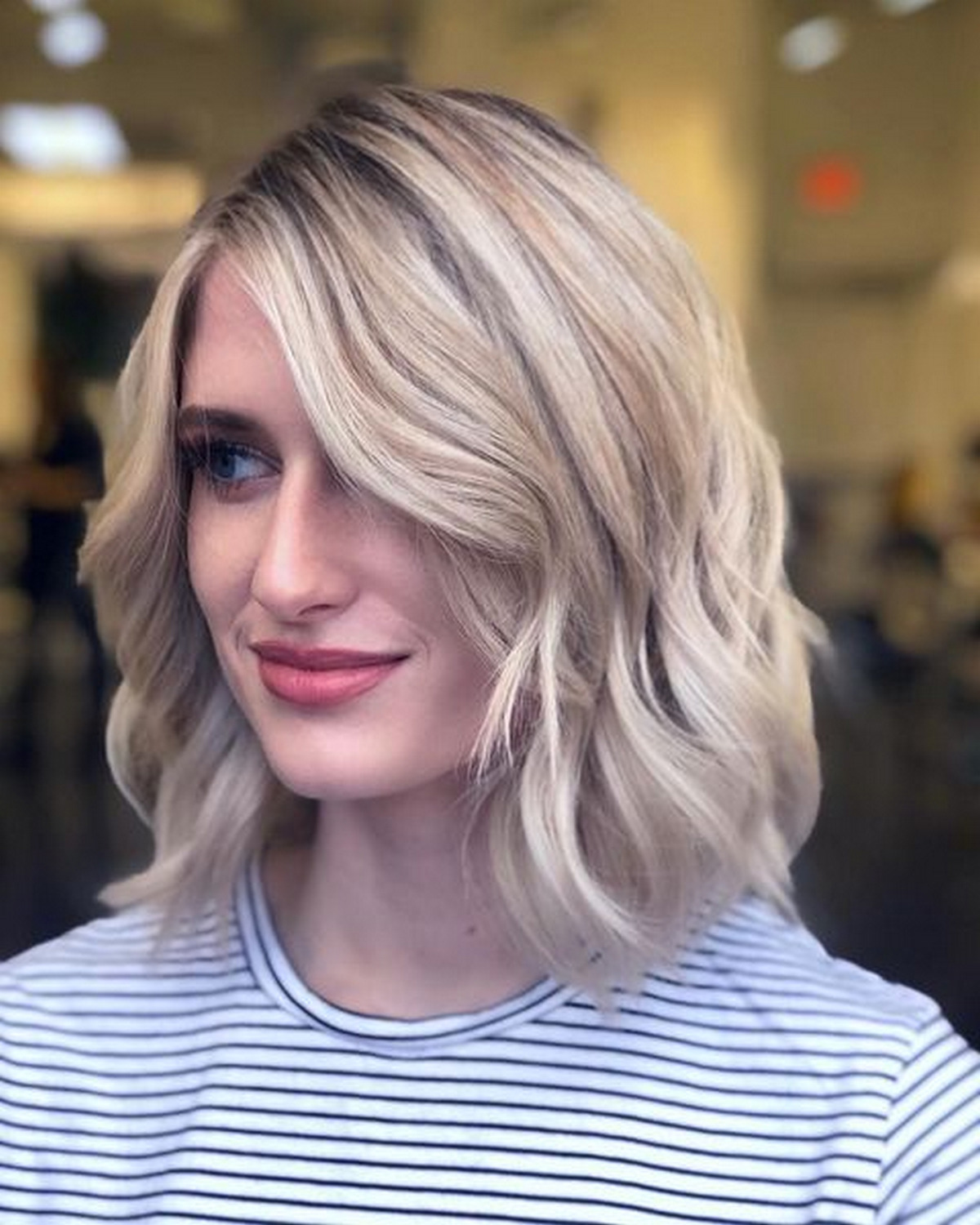 Platinum Blonde Tousled Lob