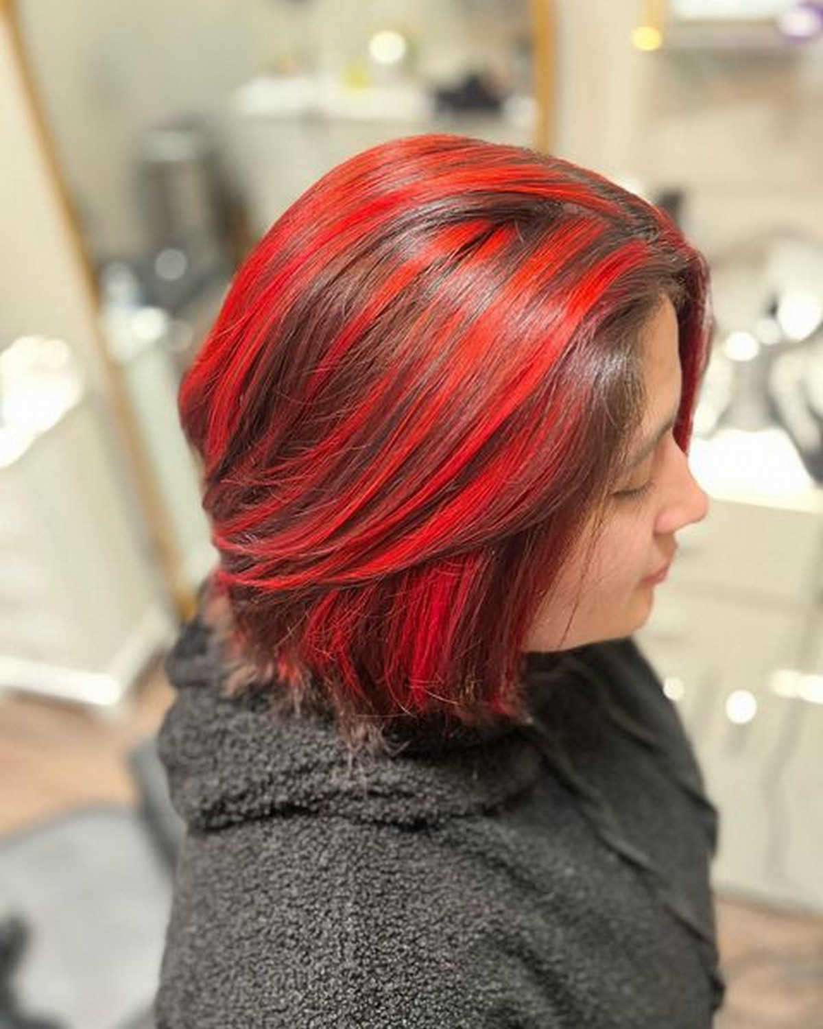 Black Hair And Red Highlights