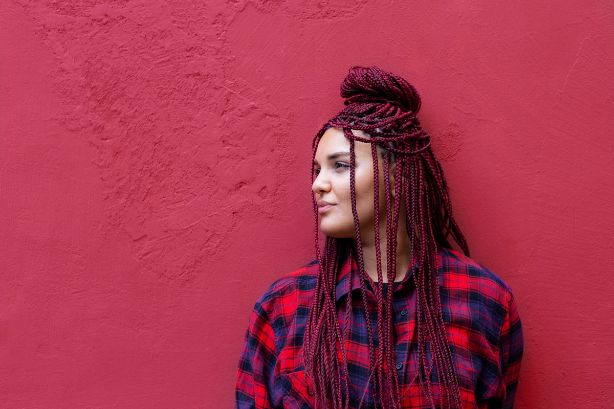 Red Long Dreadlock With Half Up, Half Down