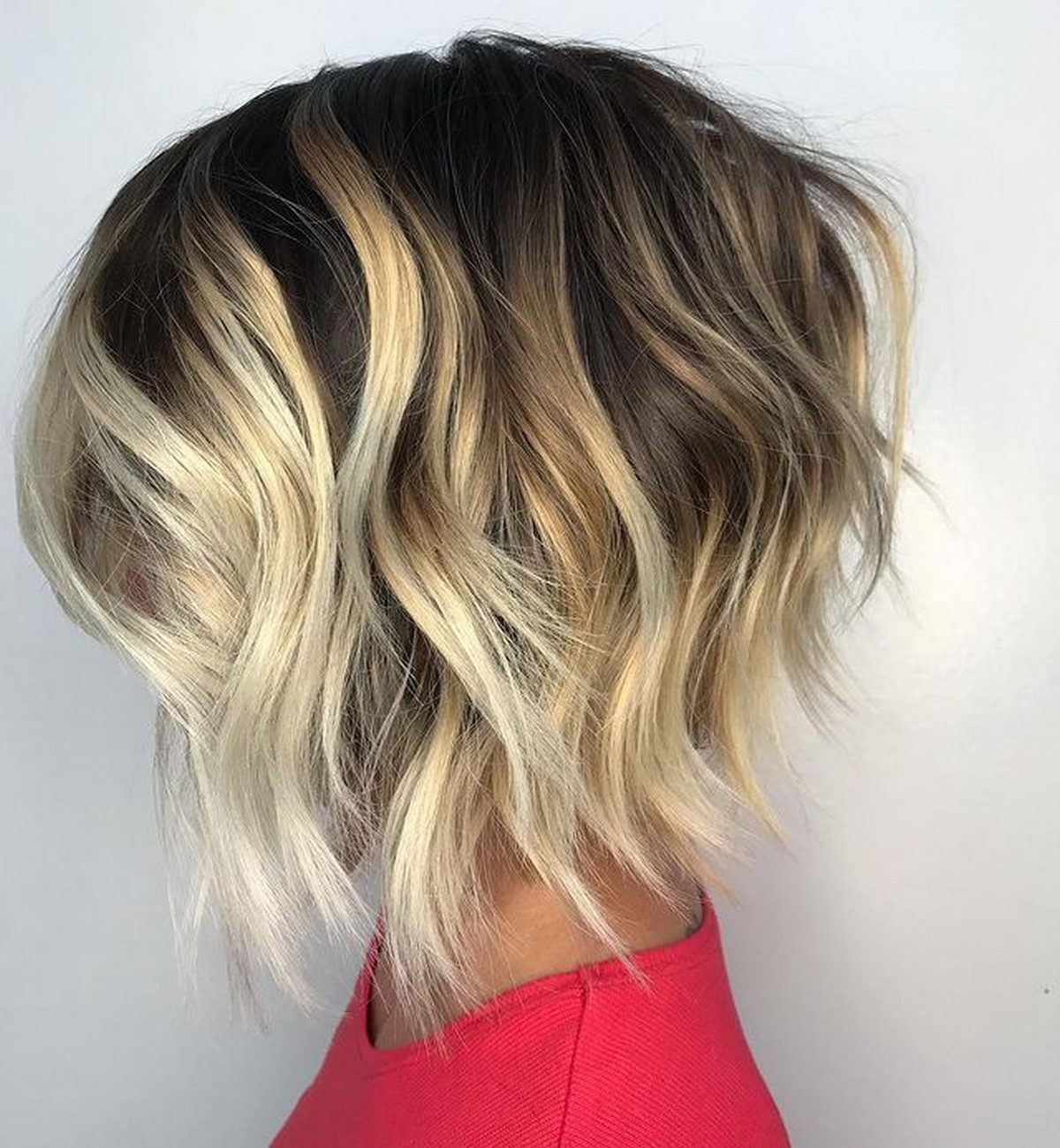 Jagged And Angled Blonde Balayage Bob