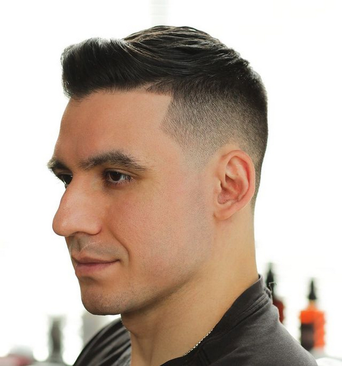 Mohawk Fade With Long Bangs