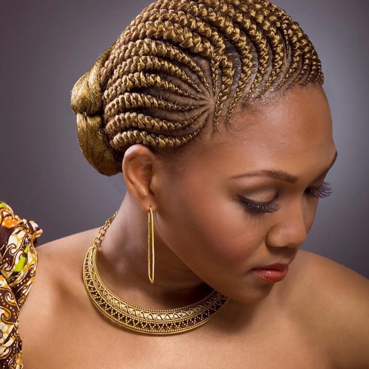 Golden Blonde Cornrows Bun