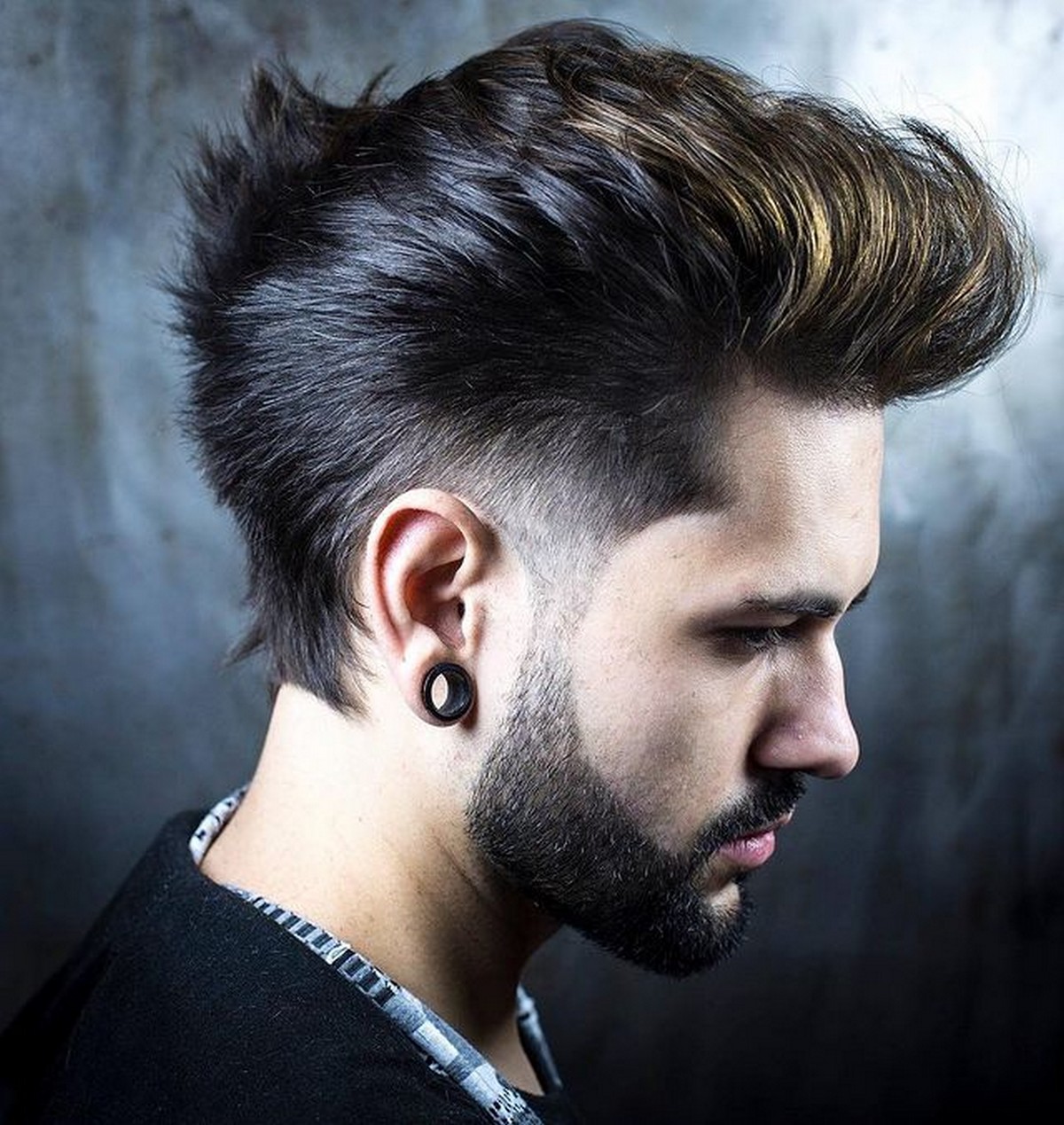 Long Hair Low Taper Fade With Golden Bang