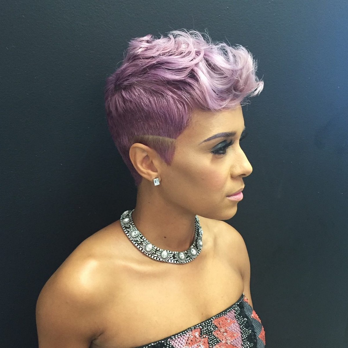 Purple Smokey Taper Mohawk Hair