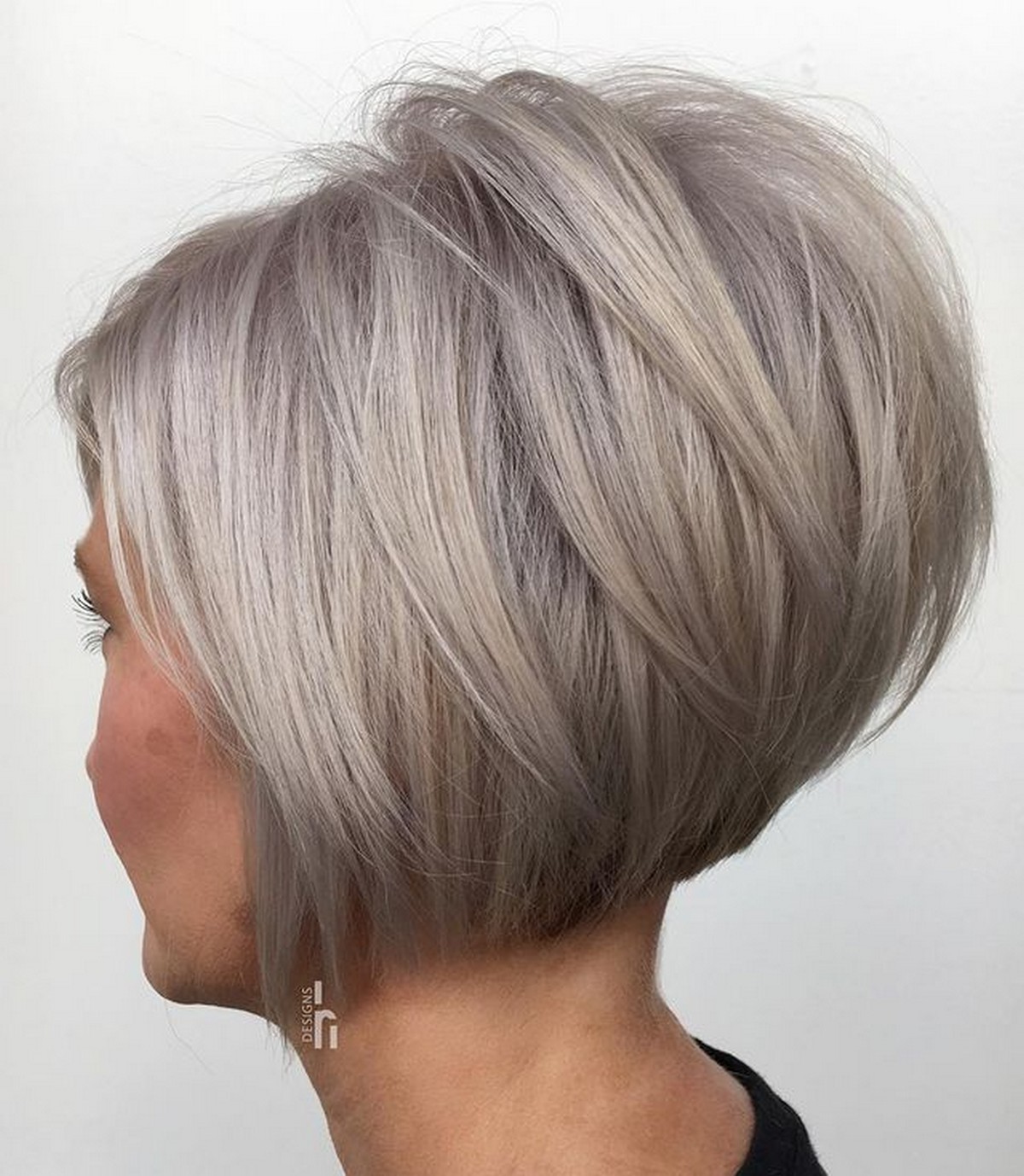 Short Inverted Bob With Angled Layers