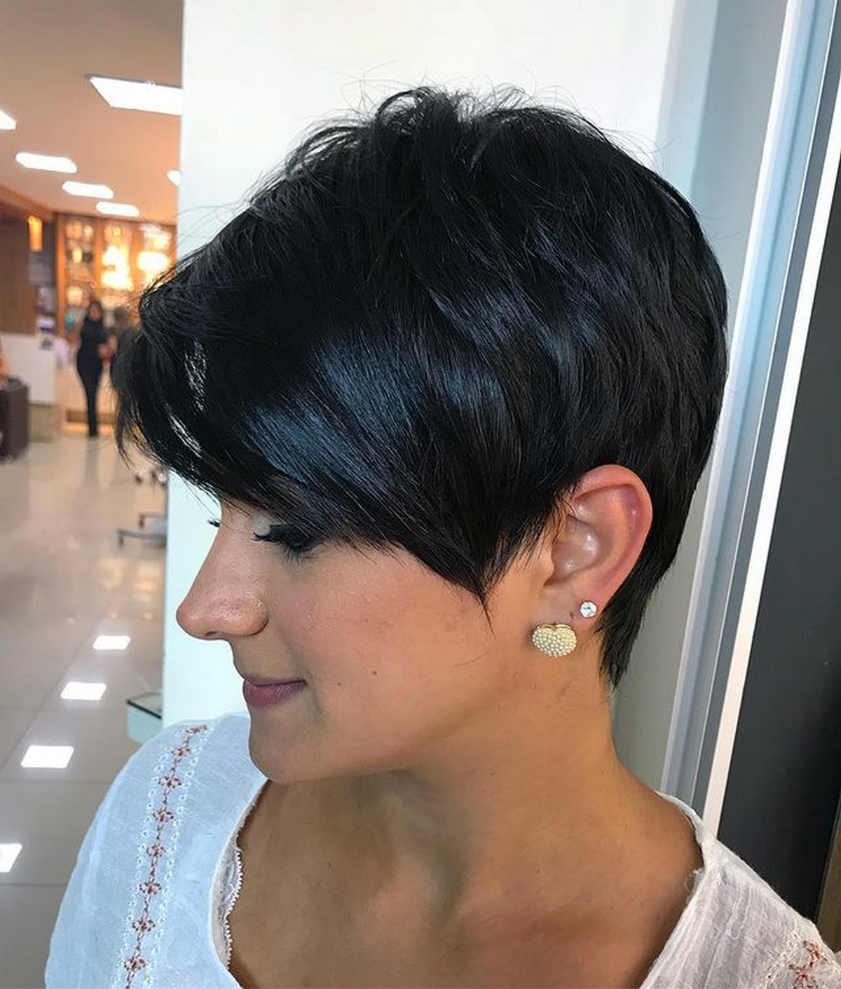 Cute Black Pixie With Side Bangs