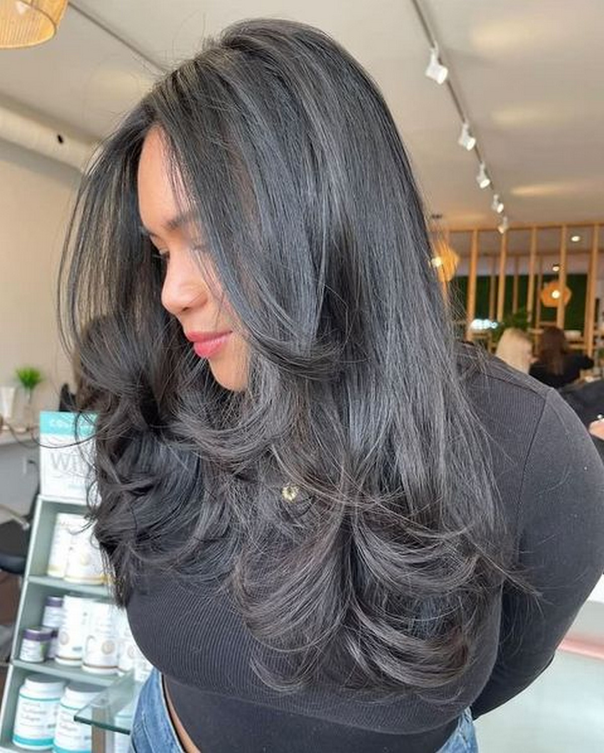 Front layered haircut for long hair